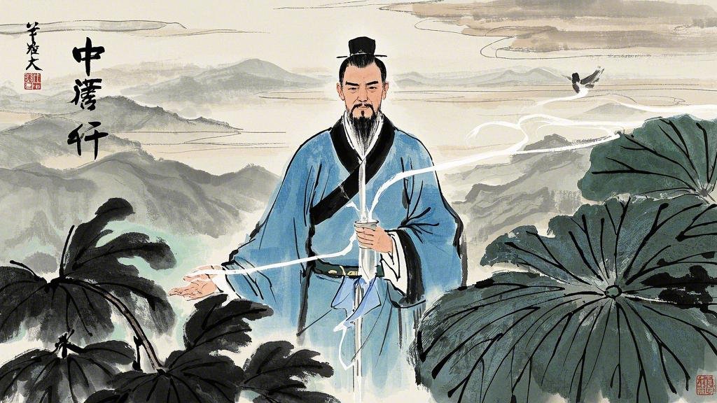 水墨风中医叶天士画像，国风，清朝、古代、人体经络、中医禅意、天人合一、能量、复古.jpeg