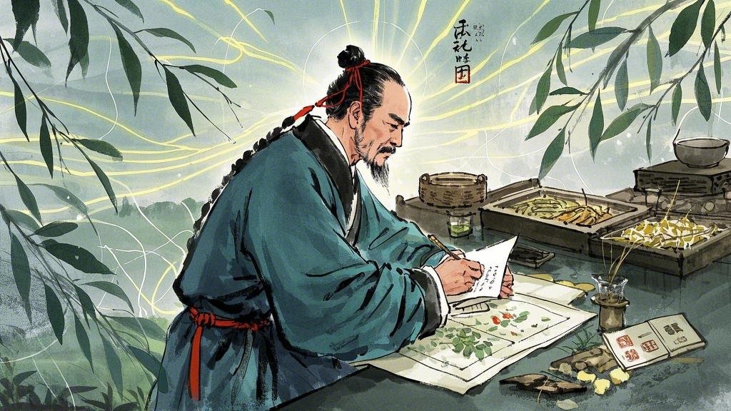 水墨风中医、国风，清朝、古代、经络能量、中医、研究中医原理、复古、夏季元素.jpeg